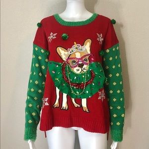 French Bulldog Ugly Christmas Sweater 🐶 🎄United States Frenchie Dog Size Large